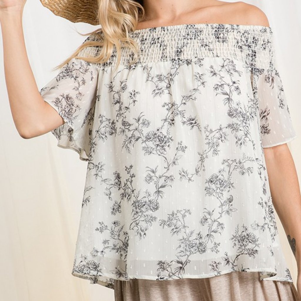 Floral Print Off Shoulder Top
